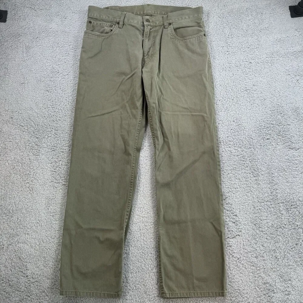 S Polo Ralph Lauren Pants Mens 34x30 Green 650 Straight Leg‎ Chino Flat Front